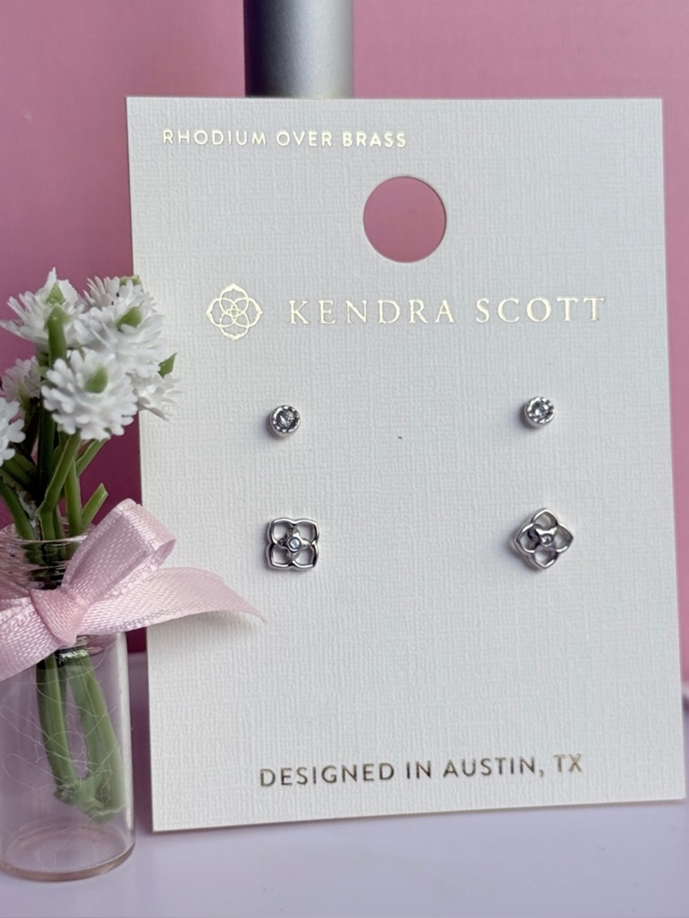Kendra Scott Iris Rhodium Over Brass Stud Earring Set